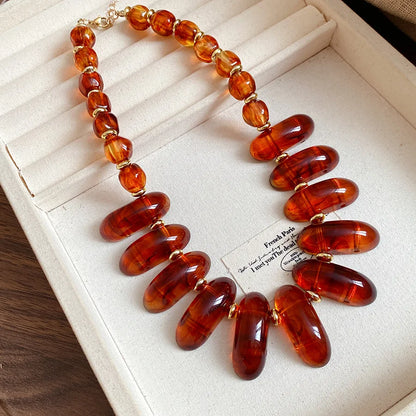 Retro Acrylic Pendant Necklace Irregular Round Beads Punk Vintage