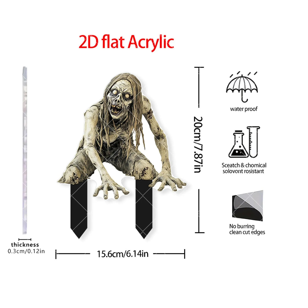 Halloween Thriller Plugin Courtyard Ornaments on Stakes. Each is approx 7 by 6 inches