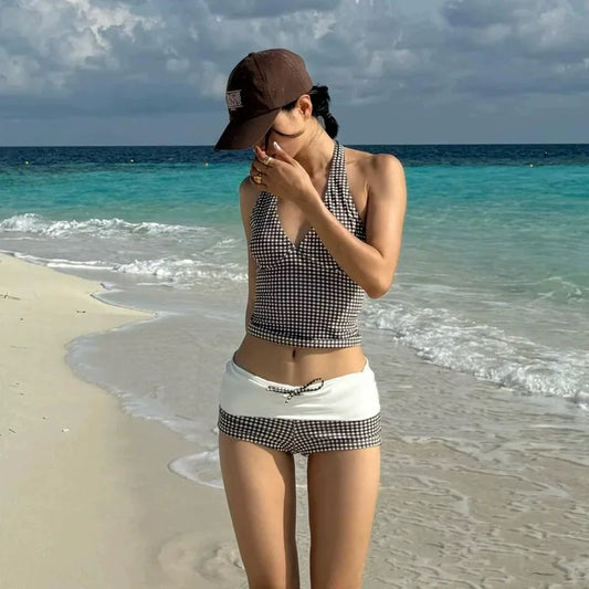Two-Piece Swimsuit, Halter Top, Mid Bottoms