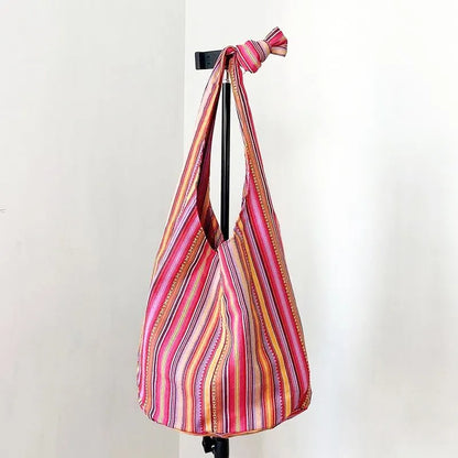 Bohemian Canvas Shoulder Crossbody Bag, Large Capacity, Ethnic Style Tote Bag
