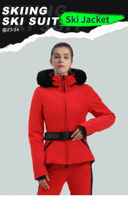Warm Windproof Hooded Ski Jacket in 8 colors, including Black and White Houndstooth. Ski Pants Sold Separately