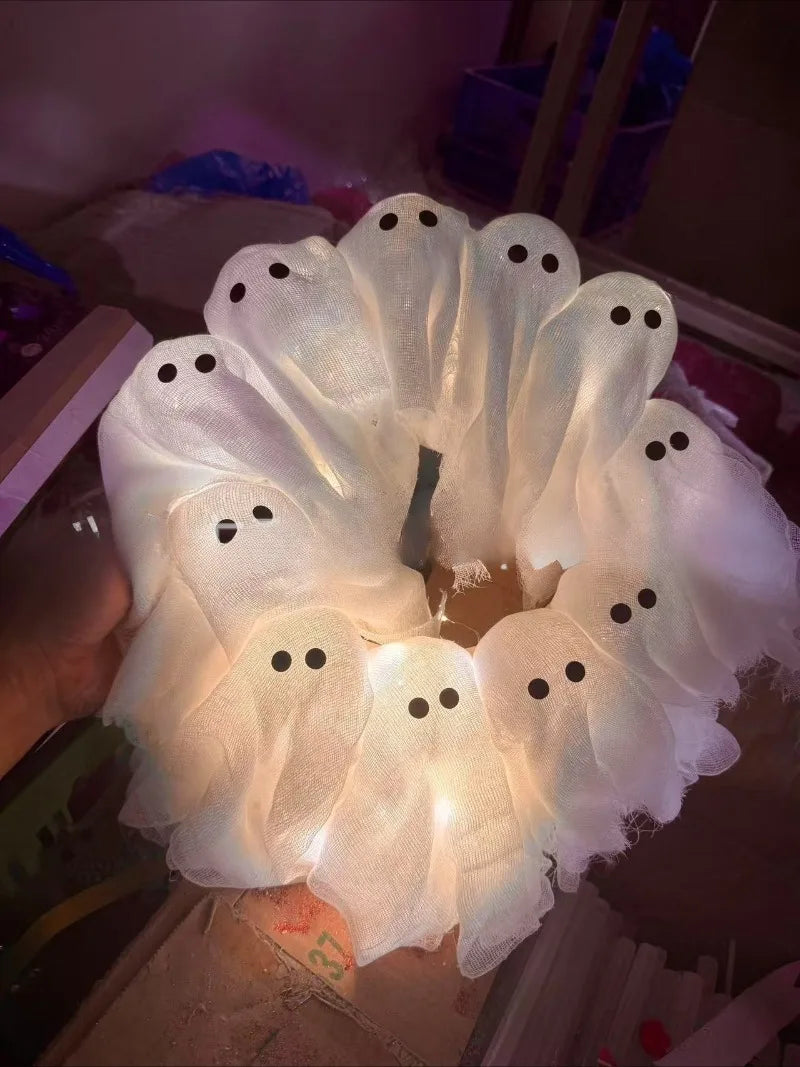 Lit Ghosts Wreath Great for decorating Doors or Windows