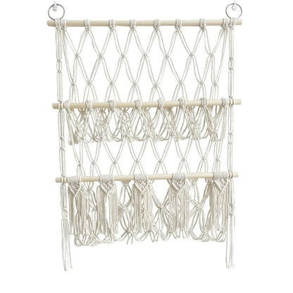 Boho Hand-woven Storage Hammock Rack Ideal for Children's Room Plush Toy Storage Display Shelf Home Decor Organizer Mesh Wall Art Tapestry