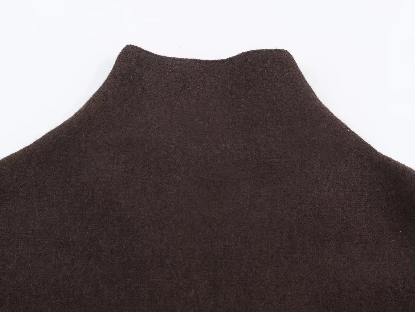 Chic Faux Fur Edged Cape High Collar Casual Loose Knitted