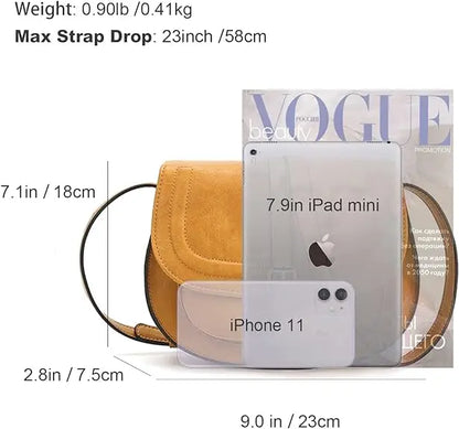 Boho Crossbody Bags, Saddle Shoulder Purse, Faux Leather Strap. In 7 Colors