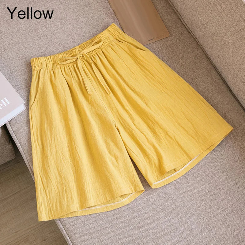 Sizes to 3XL Casual Linen Shorts High Waisted with elastic waistband and pockets Variety of colors