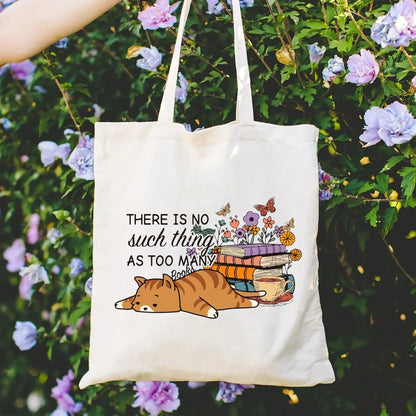 Canvas Book Themed Tote Bag Shoulder Bags. ALSO MAKES A GREAT GIFT BAG--WHY USE PAPER????