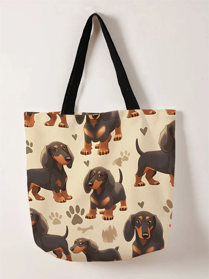 Cartoon dog handbags, or Gift Bags, Reusable, Multifunctional, Printed Canvas