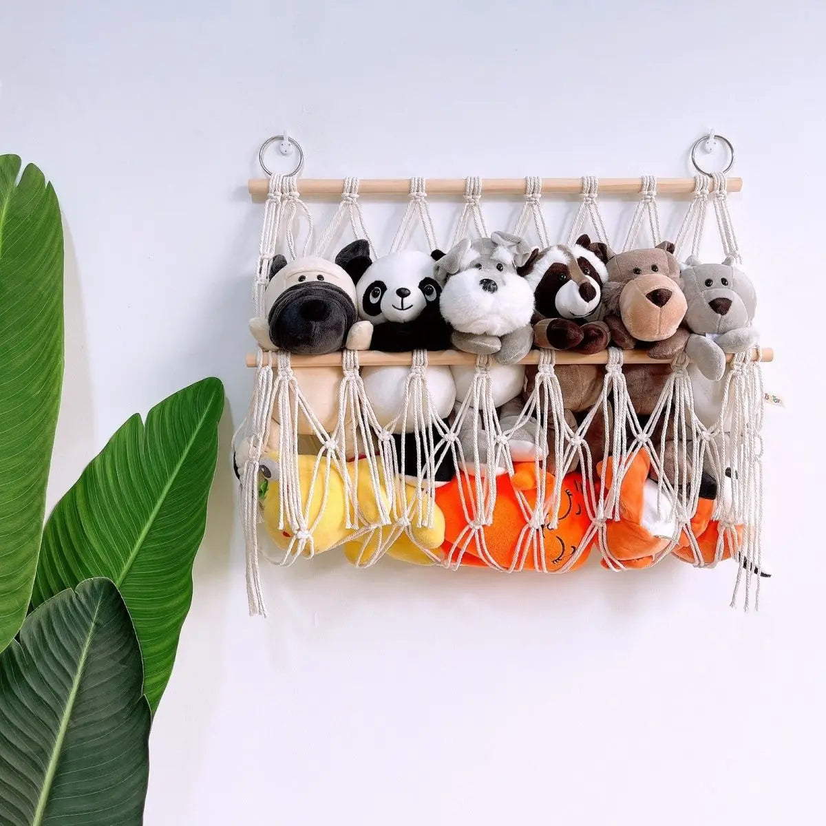 Boho Hand-woven Storage Hammock Rack Ideal for Children's Room Plush Toy Storage Display Shelf Home Decor Organizer Mesh Wall Art Tapestry