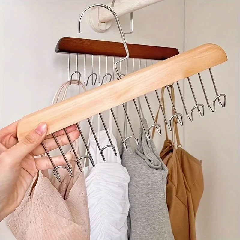 Wooden Sling Hanger Organizer with Multiple Hooks for Organization and Space Saving