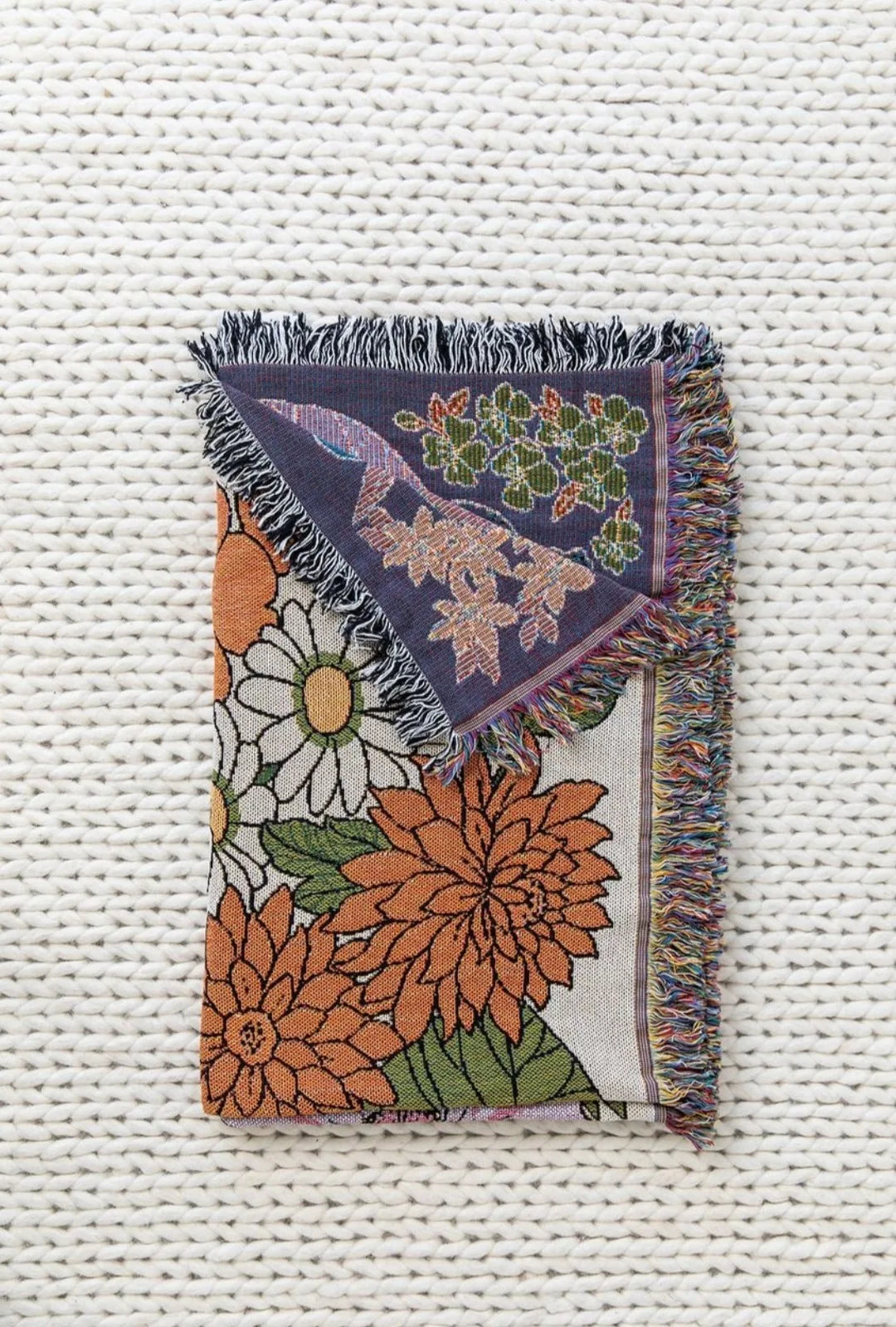 Boho Floral Tapestry, Nordic Plaid Blankets with Fringe. Comes in 10 designs