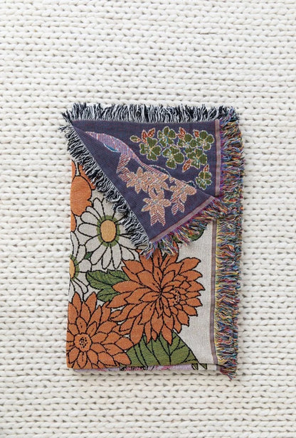 Boho Floral Tapestry, Nordic Plaid Blankets with Fringe. Comes in 10 designs