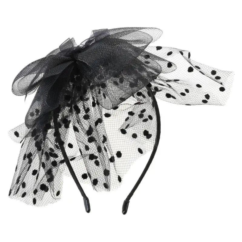 Vintage Tea Party Hat Ultra-Large Polka Dot Bowknot Headband