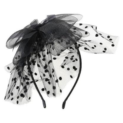 Vintage Tea Party Hat Ultra-Large Polka Dot Bowknot Headband
