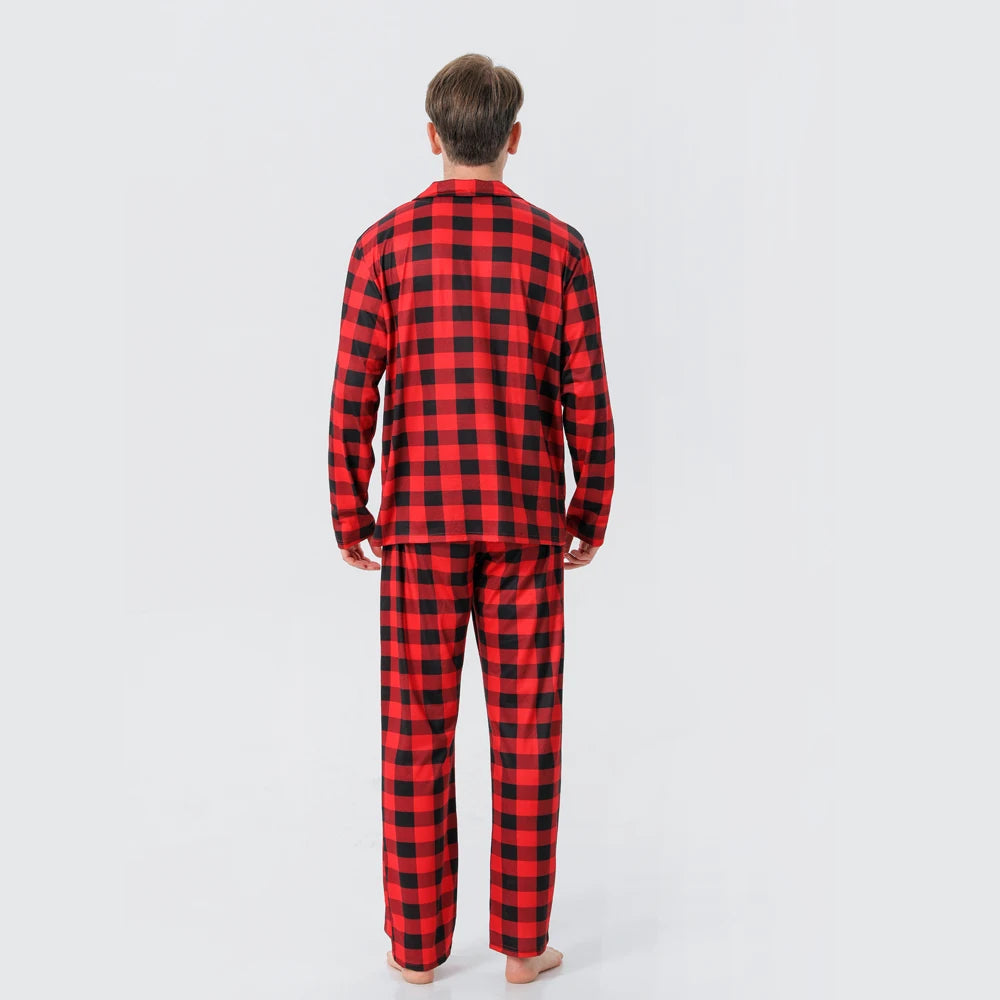 Christmas Family Pajamas Plaid Print Mother Father Kids Matching Full Sleeve, Button Shirt, Child's Set or Gown