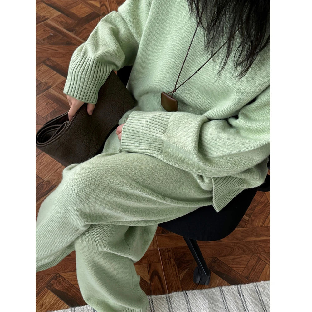 Sweater Suits, High Quality, 50% Wool Pullover With Knitted Pants
