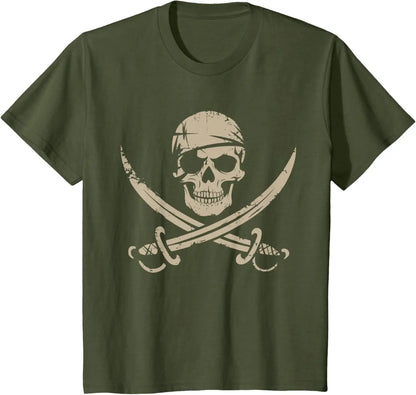 Pirate Skull And Crossbones Skeleton Halloween T-Shirt