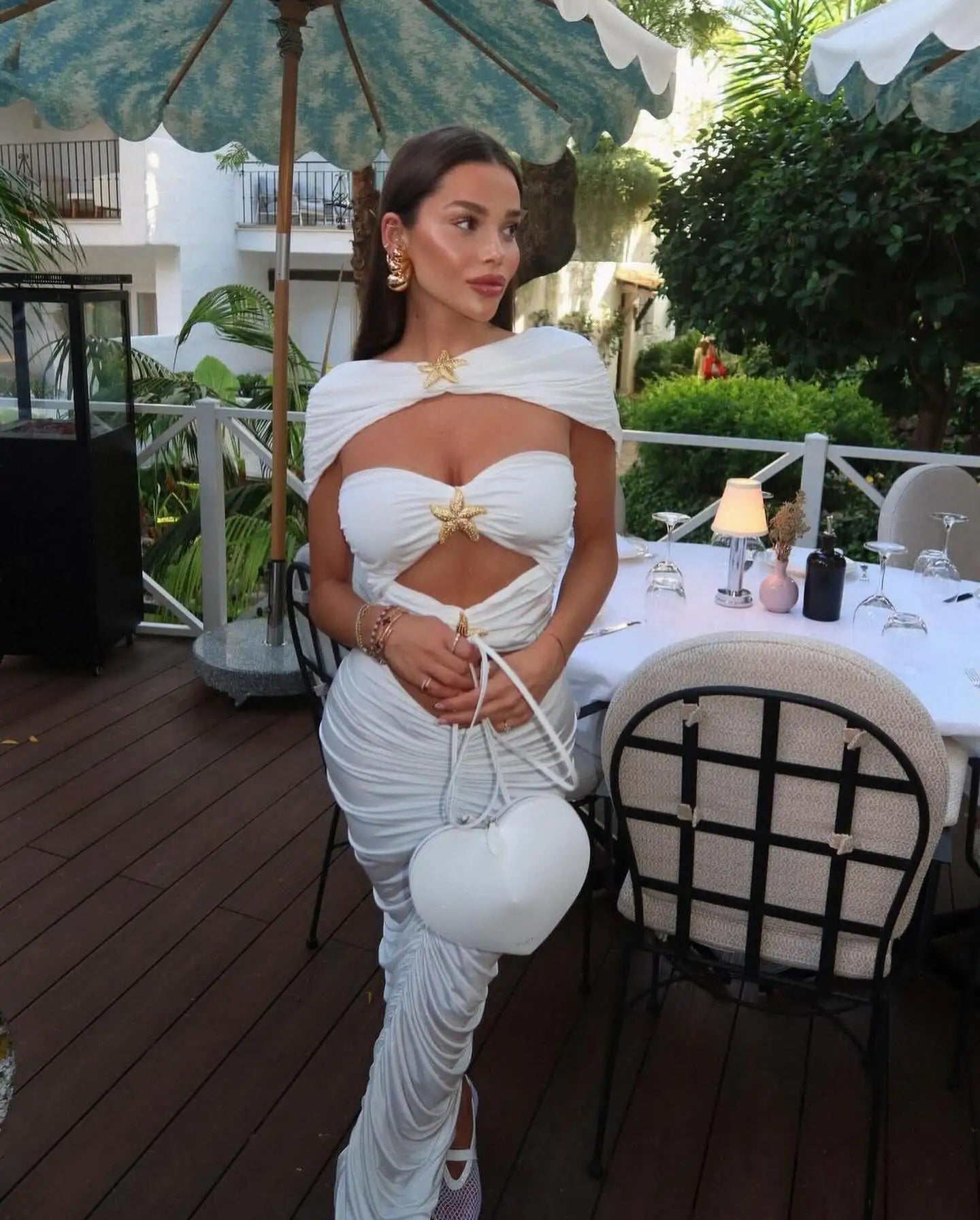 3 Pieces Bikini Sets Riveted Hollowed Out Beach Cover up