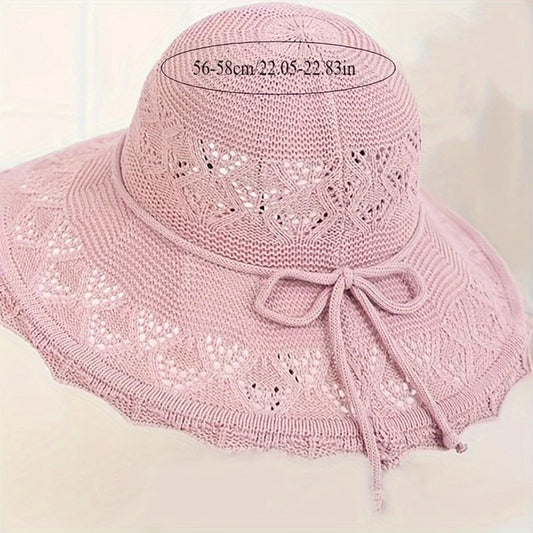 Summer straw hat with design and large brim Sun Hat Various colors