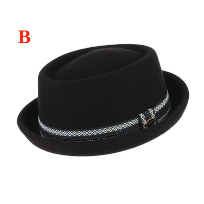 100% Wool Pork Pie Fedora Hat for Women and Men