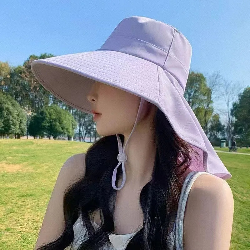 Wide Brim Sun Hat Adjustable Back Bow Hat
