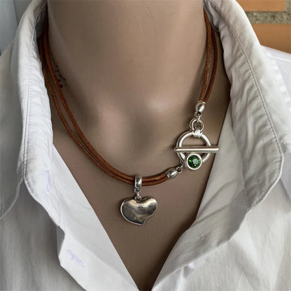Vintage Bohemian Round Pendant Necklace with Unusual Turquoise Beaded Leather Closure Other Designs available also