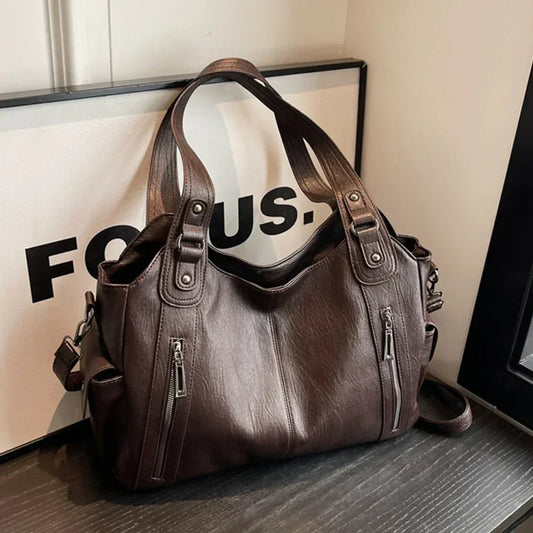 Soft Interior Compartment Shoulder Bag With Zipper Handbags in 3 colors