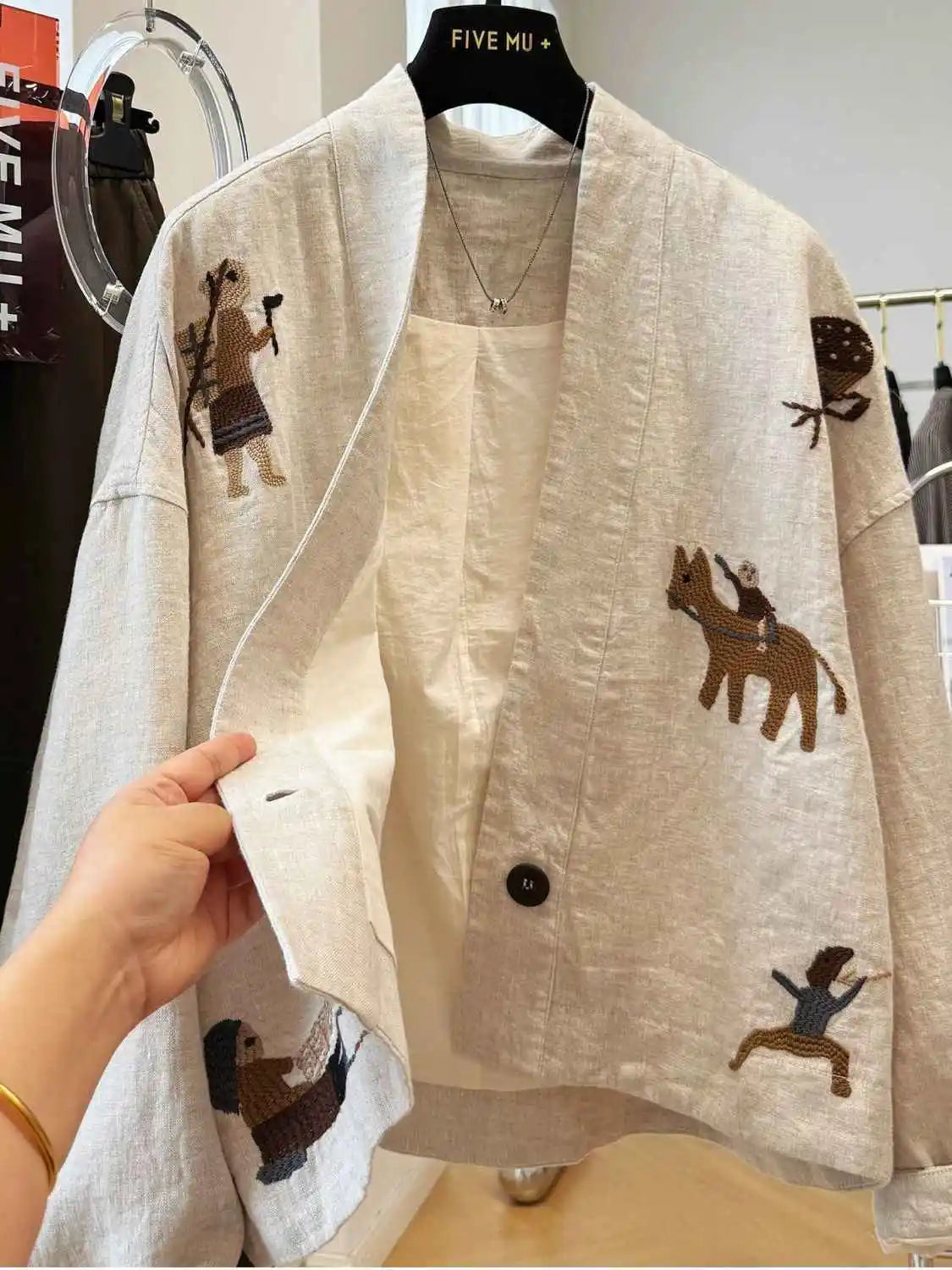 Heavy Embroidered Vintage Jacket Ethnic Style Loose Casual Shirt-Jacket for Spring/Fall Boho Chic