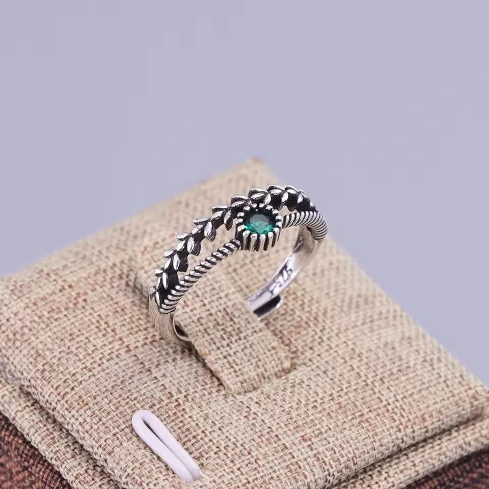 Sterling Silver Rings INS Fashion Vintage Hollow Lines  Adjustable  Jewelry