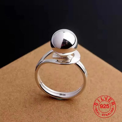 Sterling Silver Rings INS Fashion Vintage Hollow Lines  Adjustable  Jewelry