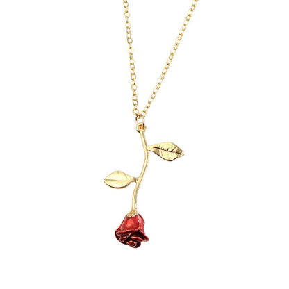 3D Rose Flower Necklace  Unique Gift