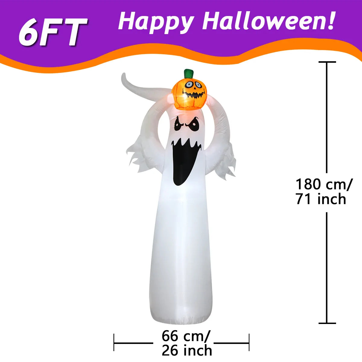 Choose from 9 Different Halloween Inflatables with Built-in LEDs.  Pumplins, Ghosts, and Ghouls