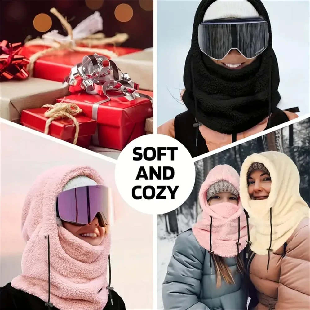 Warm Thermal Windproof  Ski Hood, Face Cover, Polar Fleece Adjustable, Neck Cover, Full Face Mask