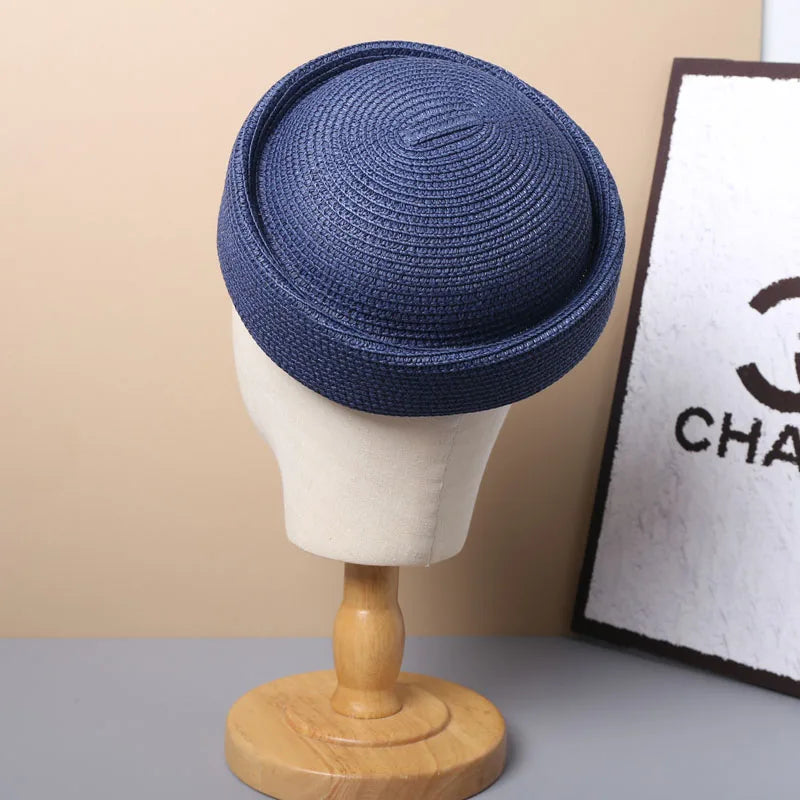 Straw Pillbox Hat  in 4 colors