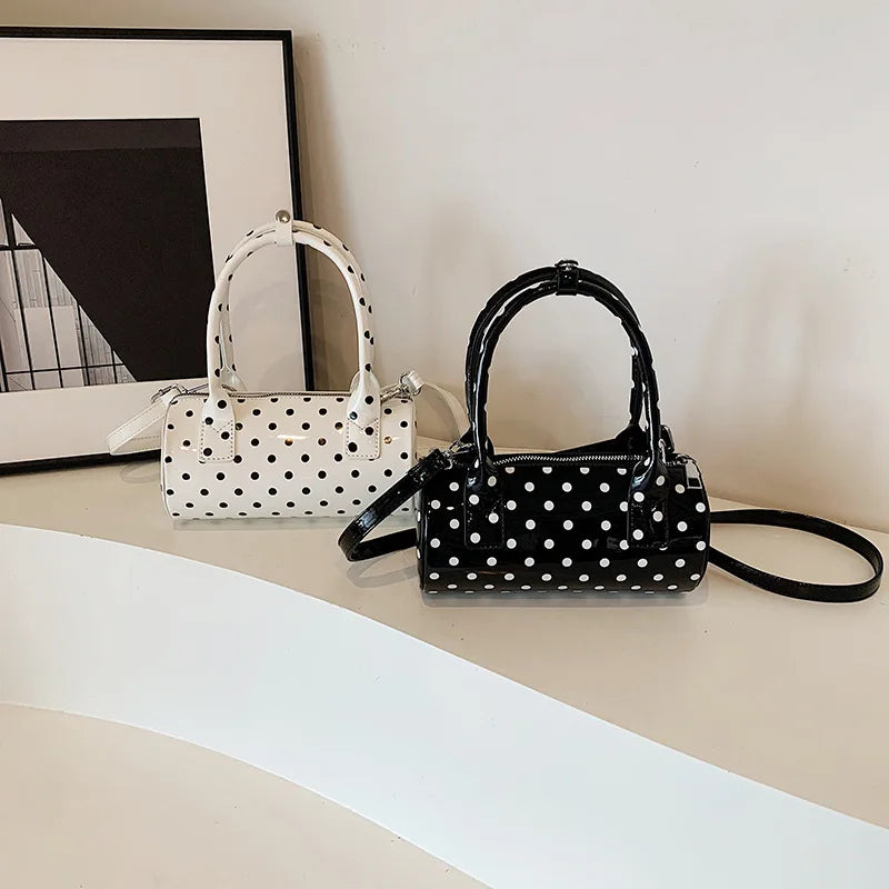 Cute Small Polka Dot Handbag Boston Lacquer Short straps or long cross body strap