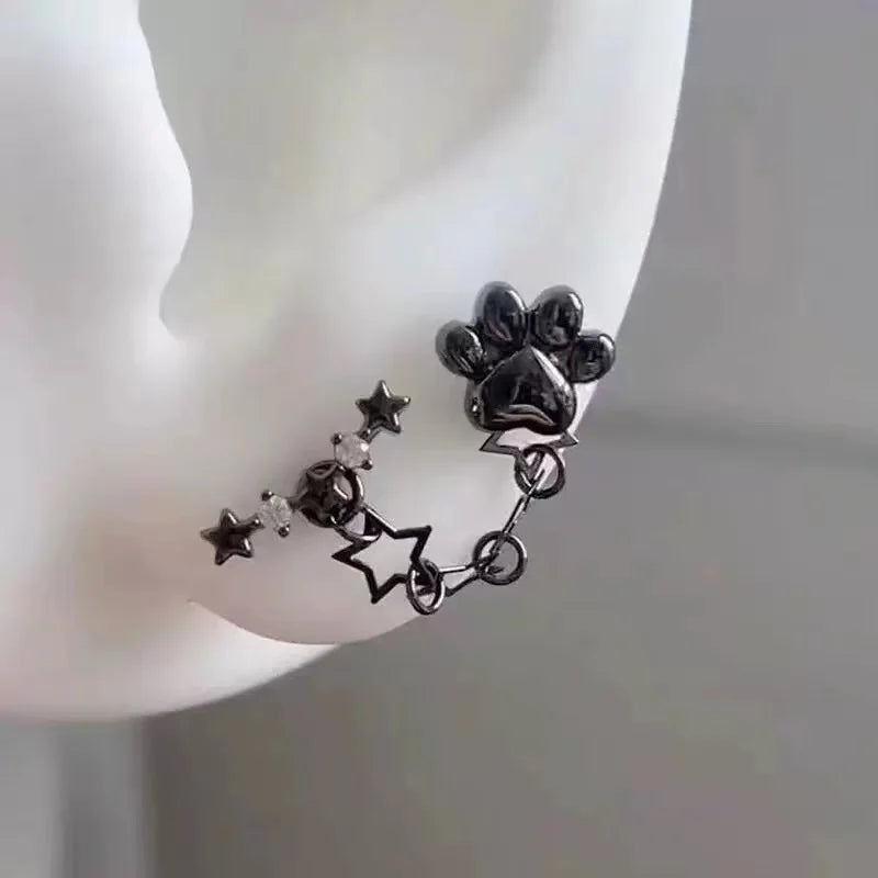 1 PC Pierced ear chain connecting 2 interesting earrings. Punk Jewelry