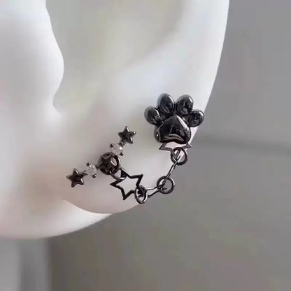 1 PC Pierced ear chain connecting 2 interesting earrings. Punk Jewelry