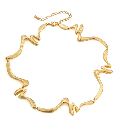 Irregular Wave Choker in Silver or Gold