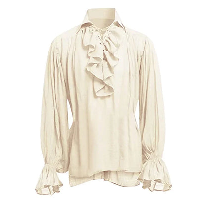 Medieval Halloween Costume Shirts, Autumn Casual Shirts, Steampunk,  Long Ruffled  Sleeve, Gothic Shirt