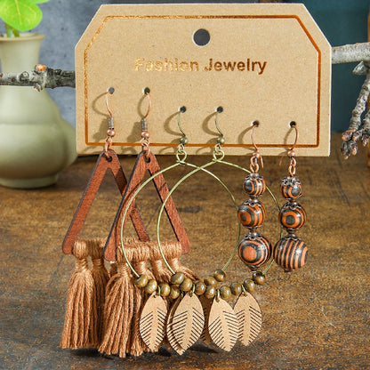 3 Pairs of Boho Vintage Earrings Dangle Earrings with an Ornamental Tribal Element .  7 different pallets