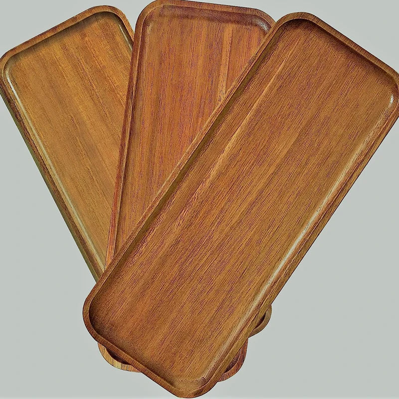 Solid Wood Food Tray Round Rectangle, Snack, Fruit,  Bread Board