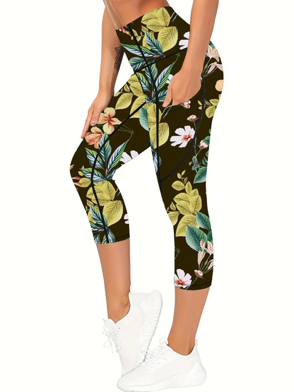 Sizes to 2XL printed yoga pants, Hip-lifting, High-waisted leggings, Casual wear or workout capris