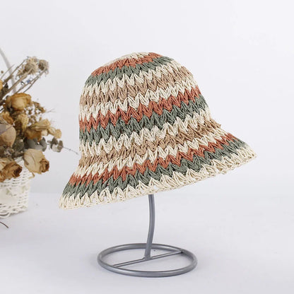 Bright Colored Floweed Crocheted Fisherman Hat