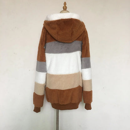 Oversized Warm Plush Jacket with Pockets, Hood, and Zipper Front, Loose, Cozy Fit. comes in 10 Colors