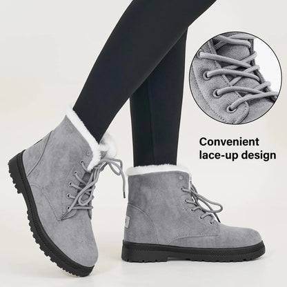 Crestar Winter Snow Boots for Women Warm Fur Lined, Ankle Boots, Lace Up, Non-Slip in Dark and Light Blue, Khaki, Red, and Black