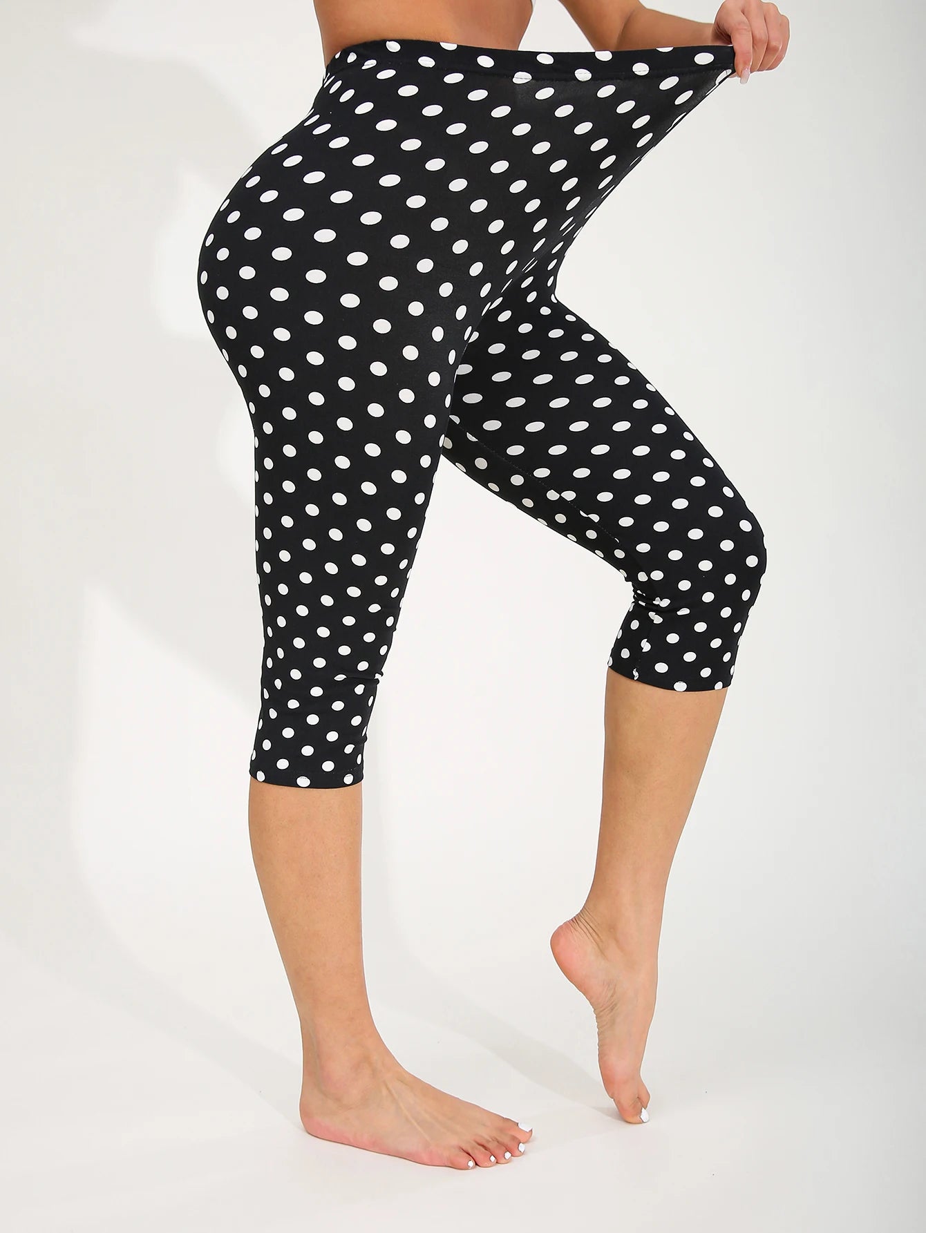 Casua Legging Polka Dot Sports Fitness Yoga Pants High Stretch Capri