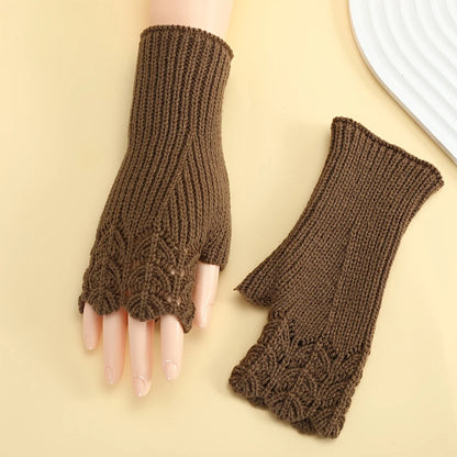 Autumn and Winter short fishnet knit gloves, fashionable.