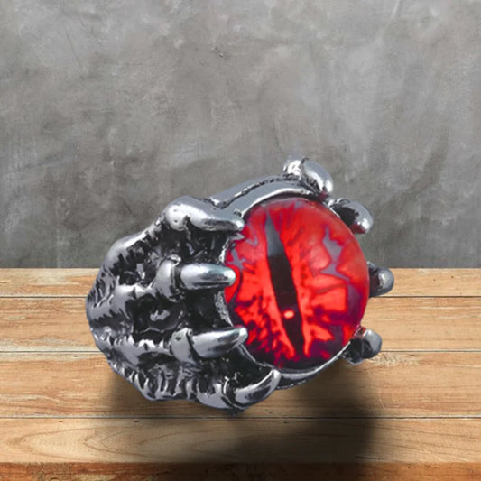Retro Gothic Unisex Punk Rings, Evil Eye in Dragon Claw. 5 colors