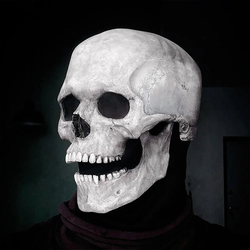 Creepy Halloween Full Head Latex Helmet with Moveable Jaw Skull Mask with Movable Jaw