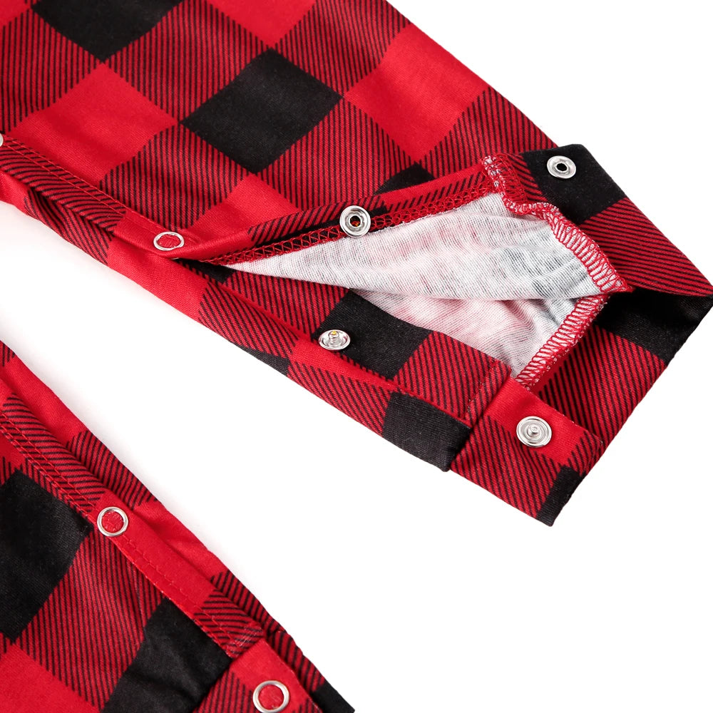 Christmas Family Pajamas Plaid Print Mother Father Kids Matching Full Sleeve, Button Shirt, Child's Set or Gown